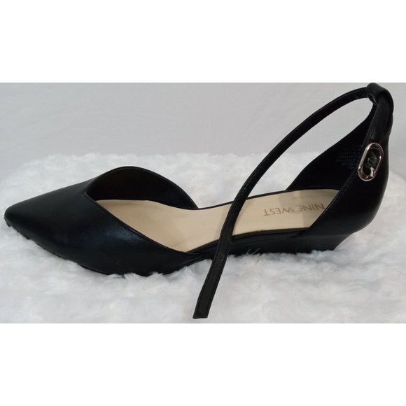 Nine West Women's Black Evenhim Leather Pointed Toe Wedge Pump Sz 6.5 - Picture 3 of 8